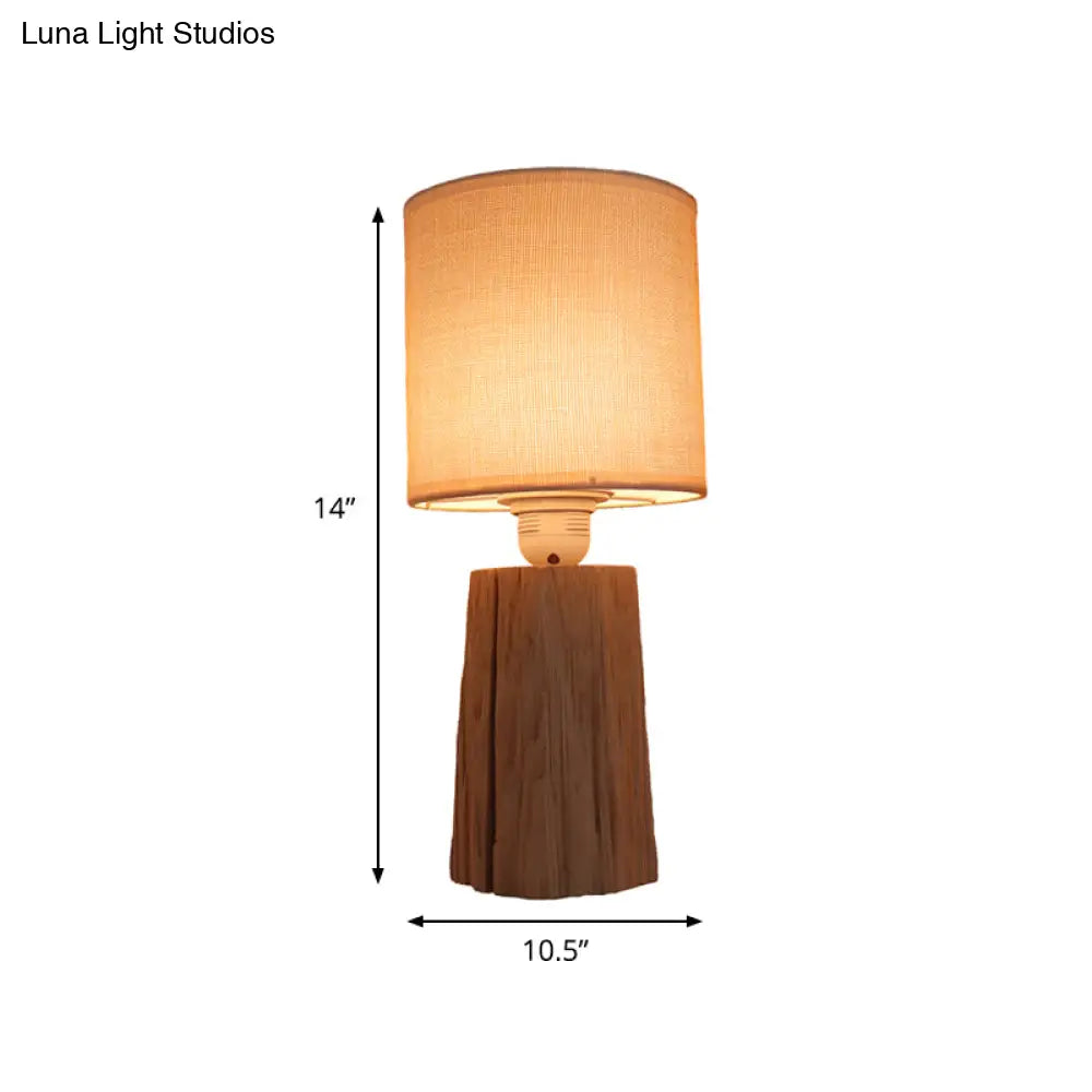 Azmidiske - Lámpara de noche cilíndrica de estilo clásico para dormitorio con pantalla de tela - 1 luz