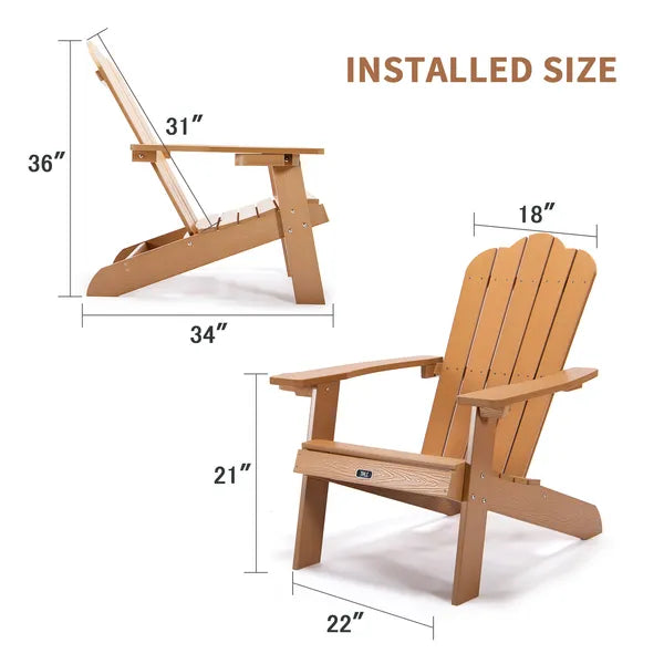 Silla Adirondack TALE para Patio Muebles de Exterior Pintados con Portavasos Madera Plástica Resistente a Todas las Climas y Antidesvanecimiento para Césped y Terraza