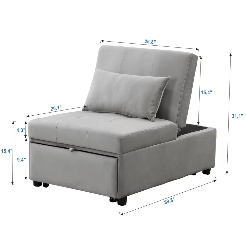 Gray Folding Ottoman Bed