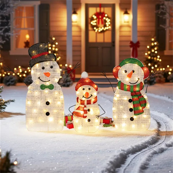 Lighted Snowman Family Decor