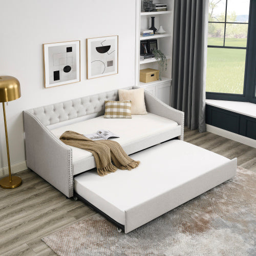 Beige Tufted Sofa Bed