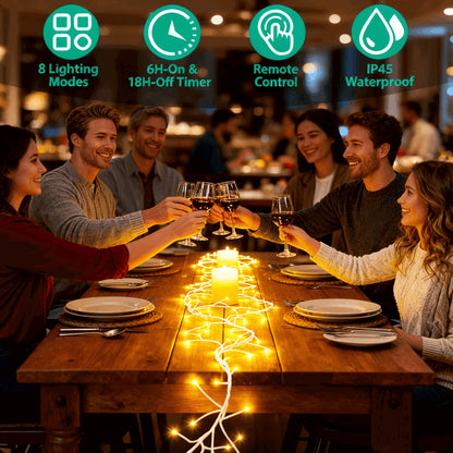 Lighted Birch Garland, 7.87ft 144 LED Warm White Lights With 8 Modes, Remote & Timer, IP45 Waterproof Flexible Branches For Home Decor