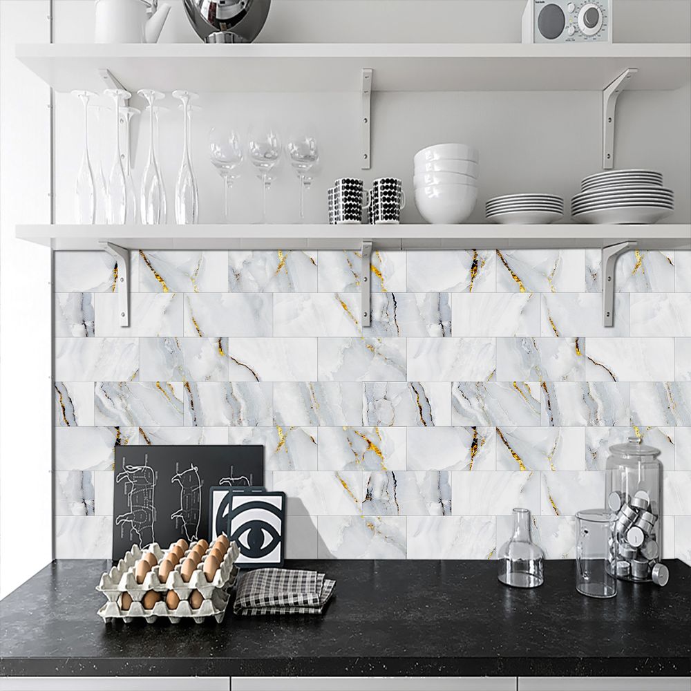 Irregular Gold Stripes Marble Kitchen Bathroom Decoration Modern Simple Style Wall Stickers Waterproof Peel And Stick Wallpaper Free Cutting PVC Self-adhesive Wall Stickers