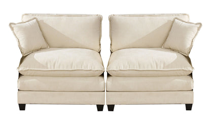 Cloud Sofa Two Seats The Cushion On The Armrest Not Included, Modern Sectional Couch, For Apartment, Comfy Double Layer Upholstered Seat Cushion, Breathable Chenille Fabric, Beige,SW504ABG