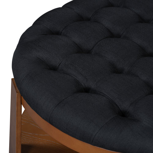 Linen Round Ottoman Table