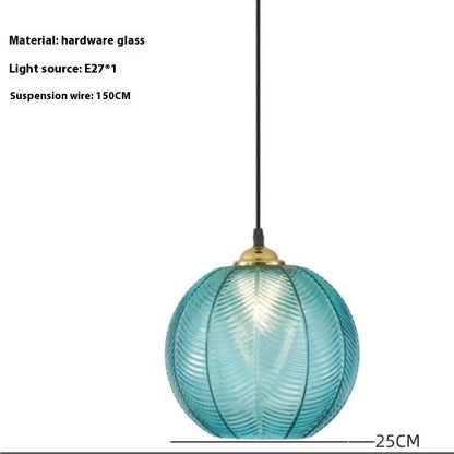 Creative Bedroom Light Leaf Pattern Glass Chandelier