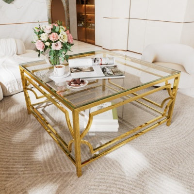 Gold Geometric Glass Table
