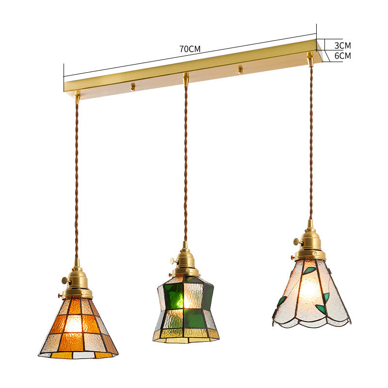 Brass Hand-Blown Glass Chandelier Light