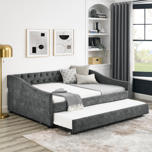 El Sofá Cama de Tamaño Completo Cuenta con una Cama Sofá Tapizada con Tachuelas de Tamaño Doble sobre Ruedas Plataformas No Disponibles - Temu