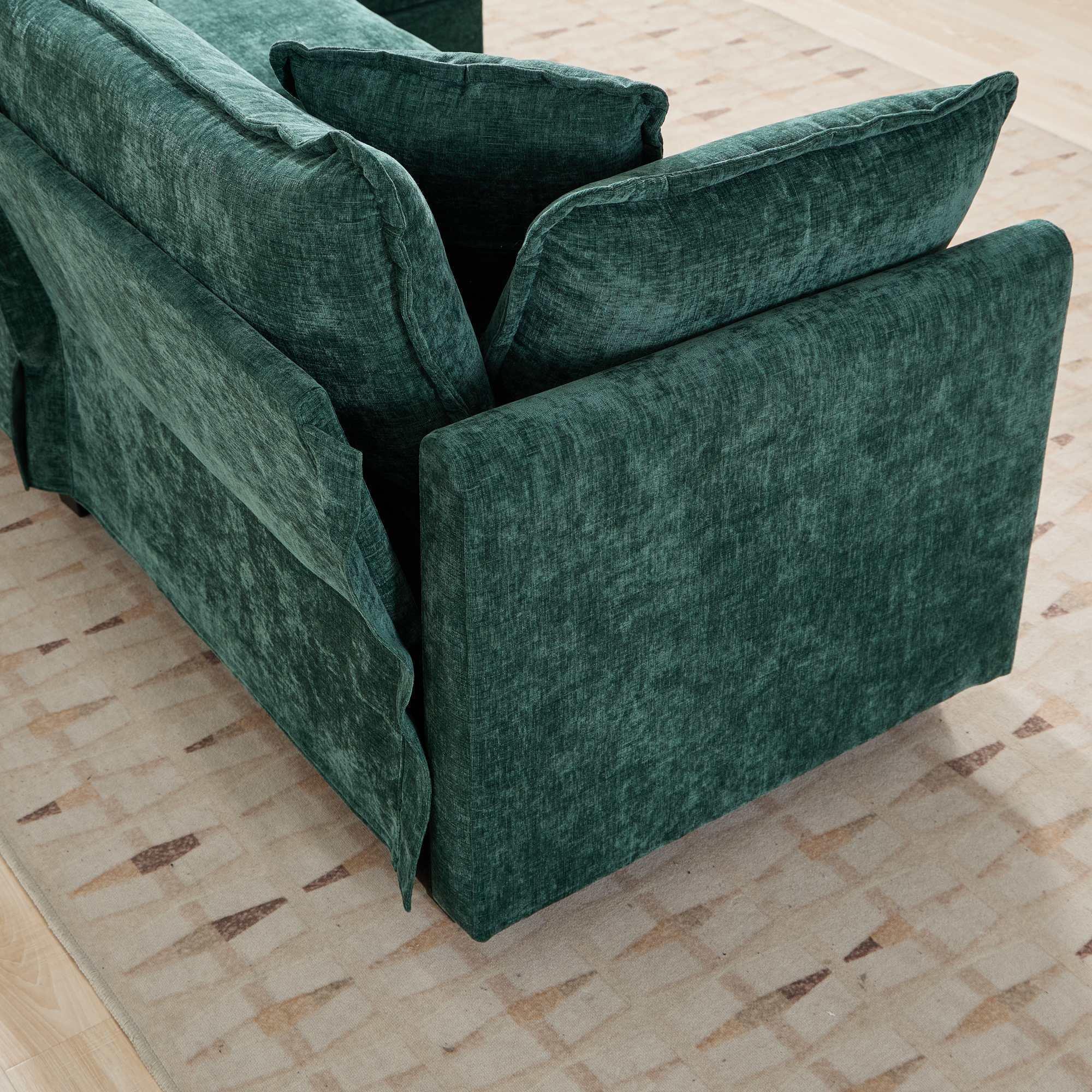 Green Chenille Double Sofa