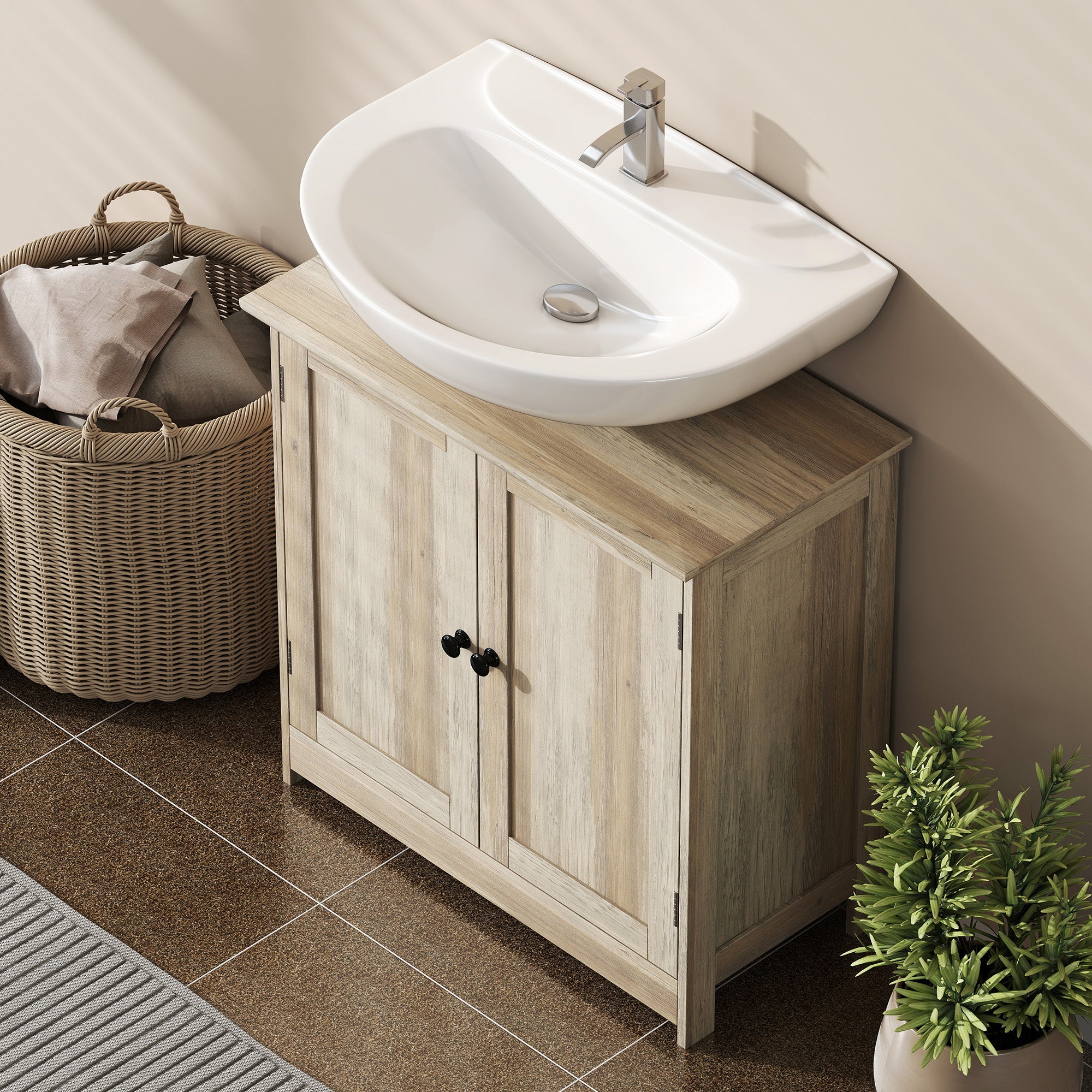 Wood Vanity Cabinet Elegant Design Bathroom