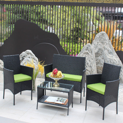 Green Rattan Patio Set