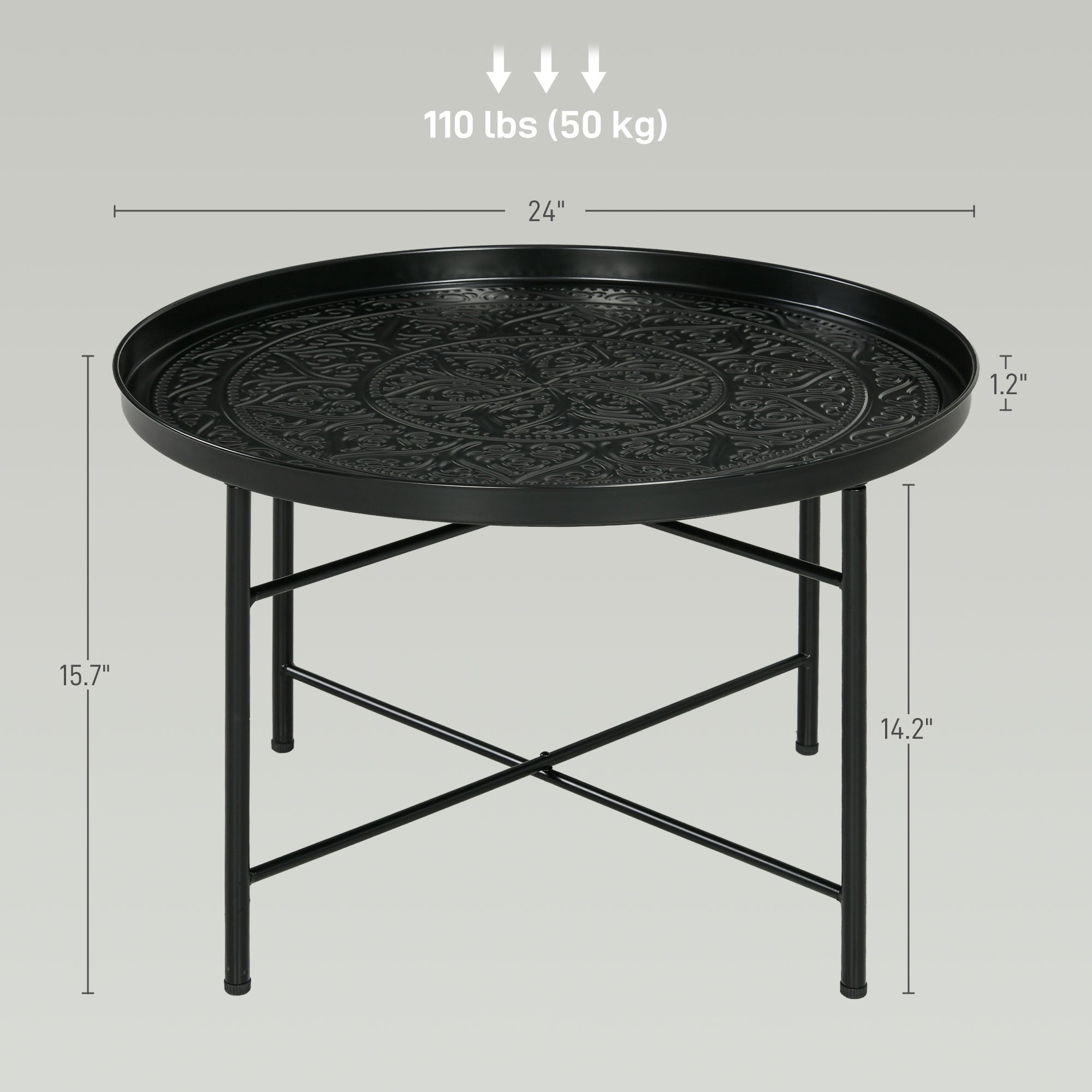Black Hammered Tray Table
