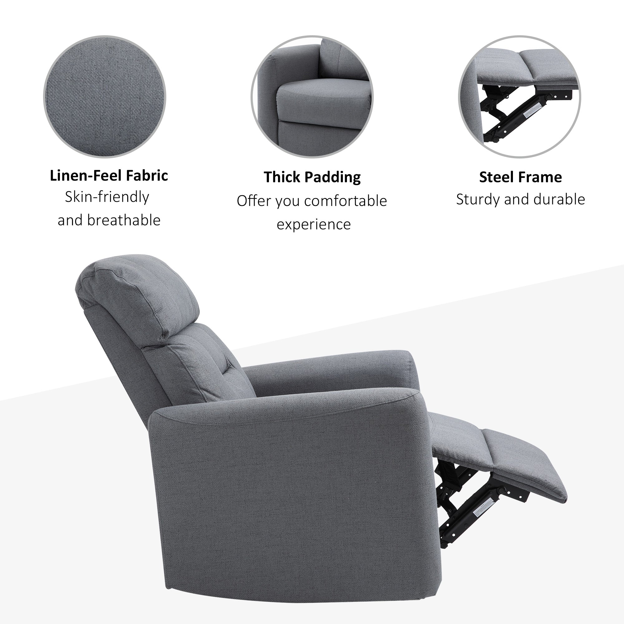 Gray Recliner Swivel Chair