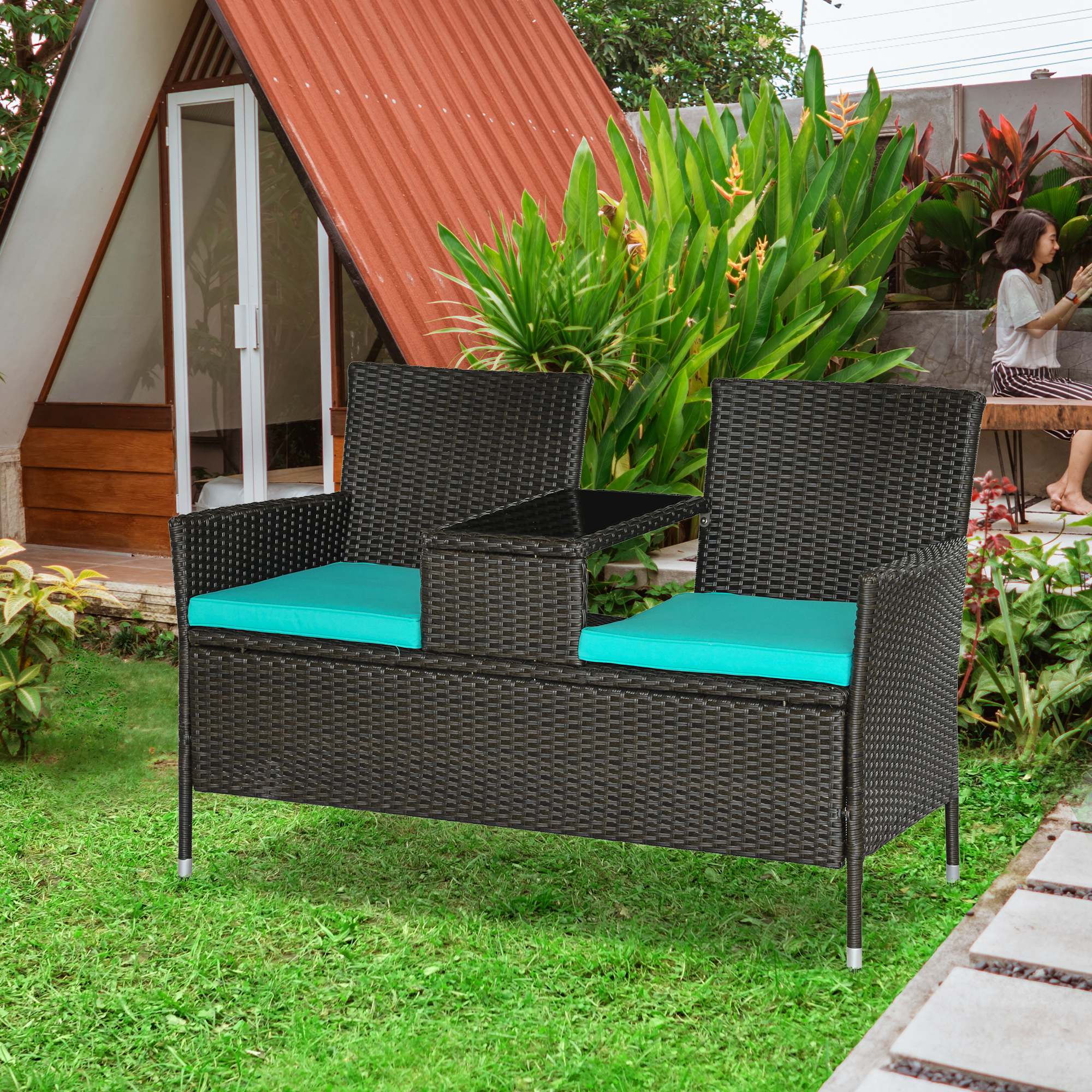 Rattan Loveseat Set