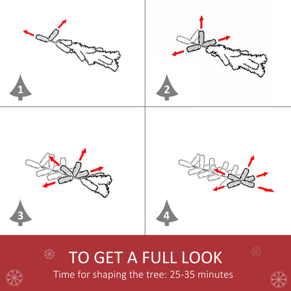 HOMCOM 6ft Unlit Snow-Dusted Full Fir Artificial Christmas Tree With Realistic Branches, 61 Pine Cones And 800 Tips