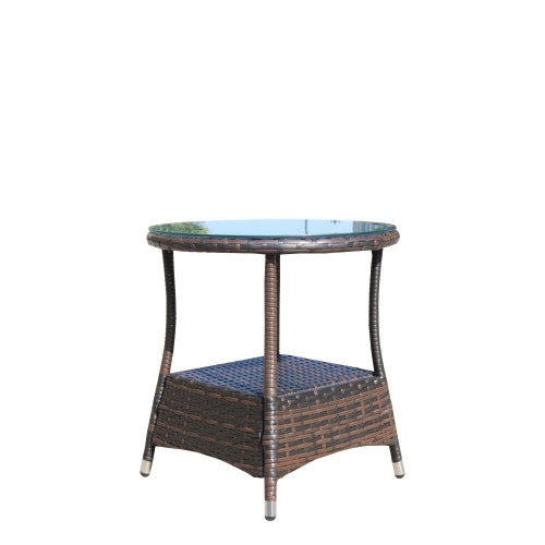 Round Brown Rattan Table