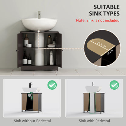 Bathroom Vanity Cabinet, Under Sink Bathroom Cabinet with 2 Doors and Adjustable Shelf, Coffee