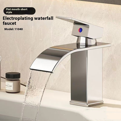 LED Light Waterfall Faucet Wash Basin Hot And Cold Faucet