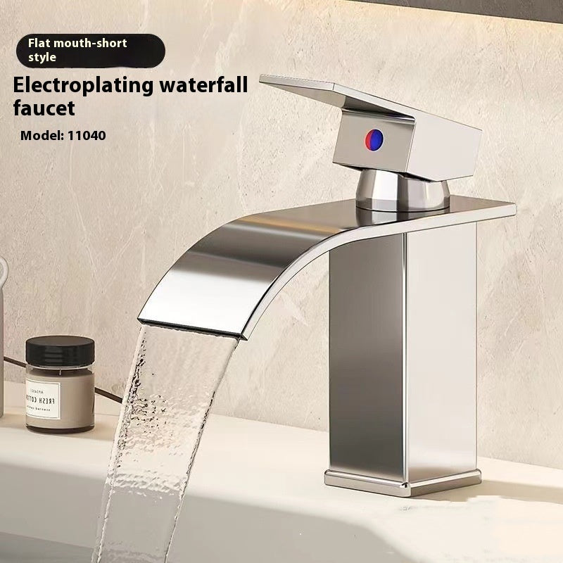 Black Waterfall Basin Faucet With LED Light