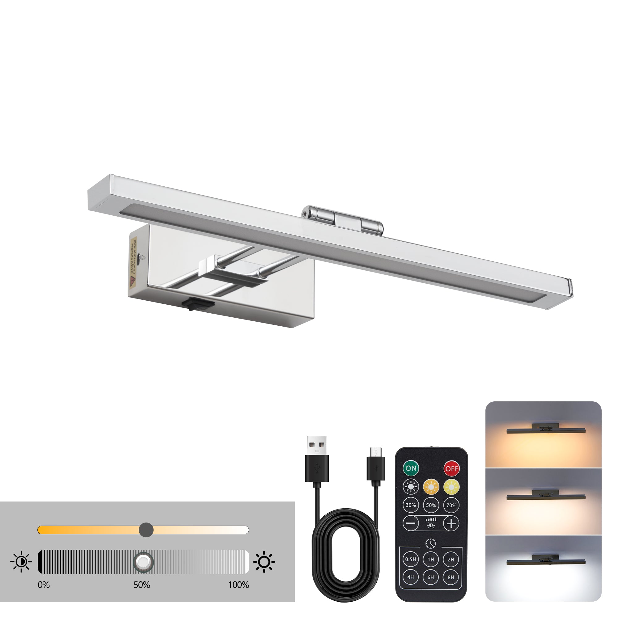 Chrome Wireless Picture Light