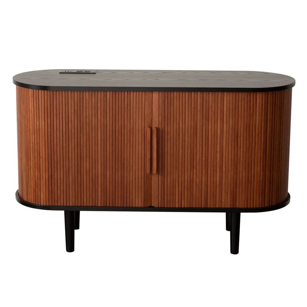Fralimk Sideboard Buffet-Schrank mit Stauraum, moderner gerillter Stauraum-Schrank für das Esszimmer, Tambourtür-Konsolentisch für das Wohnzimmer, Büroschrank oder TV-Ständer, Akzent-Sideboard-Schrank