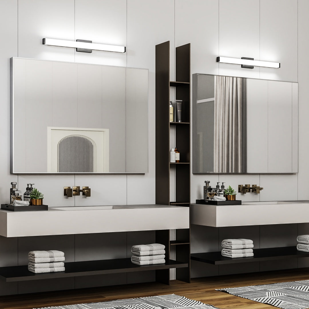 Luz para Tocador de Baño Negro - 33 Pulgadas Luces Modernas para Tocador de Baño - 18W Luces LED para Baño Sobre el Espejo Luz Blanca Fría 6000K