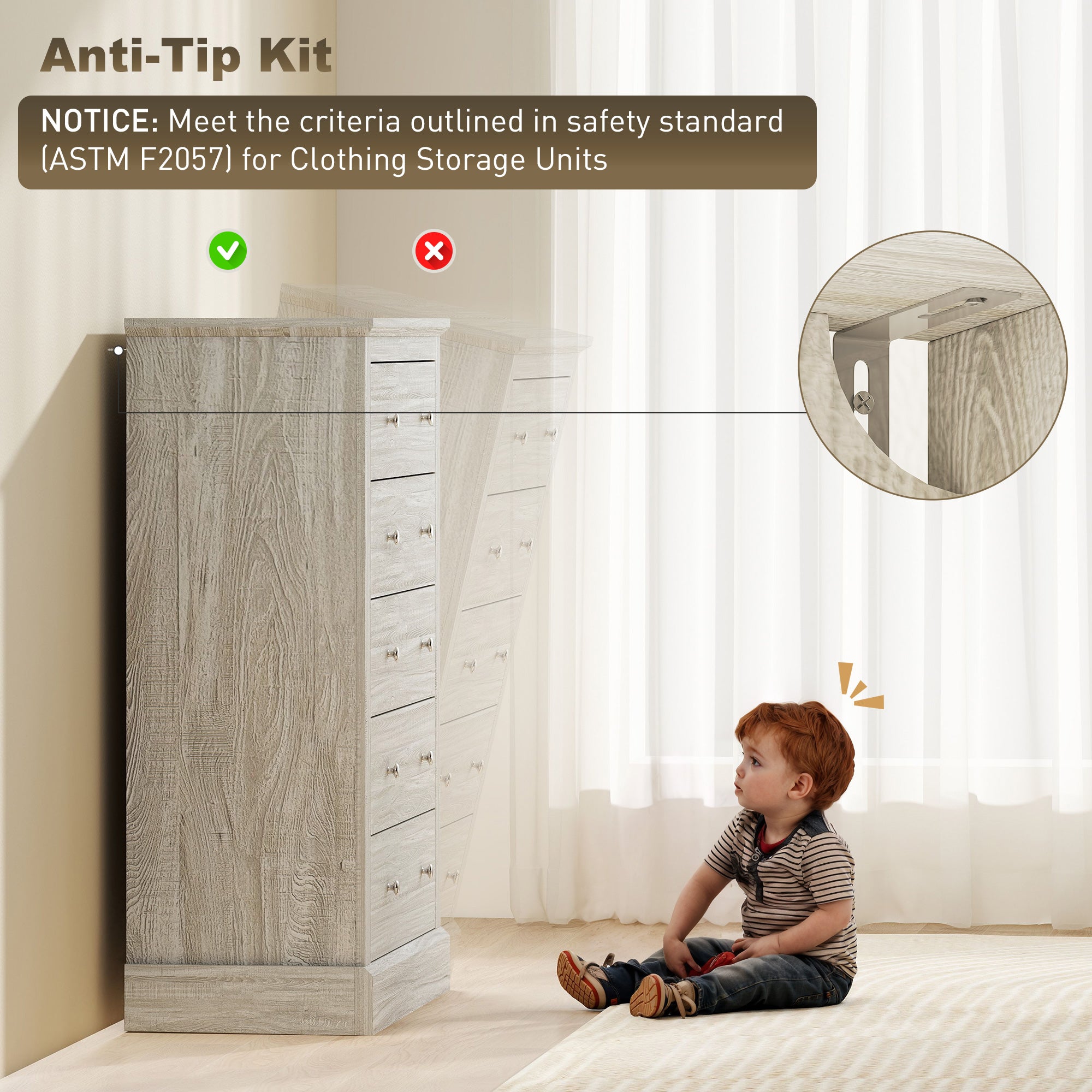 Cómoda de Granja Ancha de 31 Pulgadas con 5 Cajones, Mueble para Dormitorio con Superficie de Madera para Sala de Estar, Roble Sucio