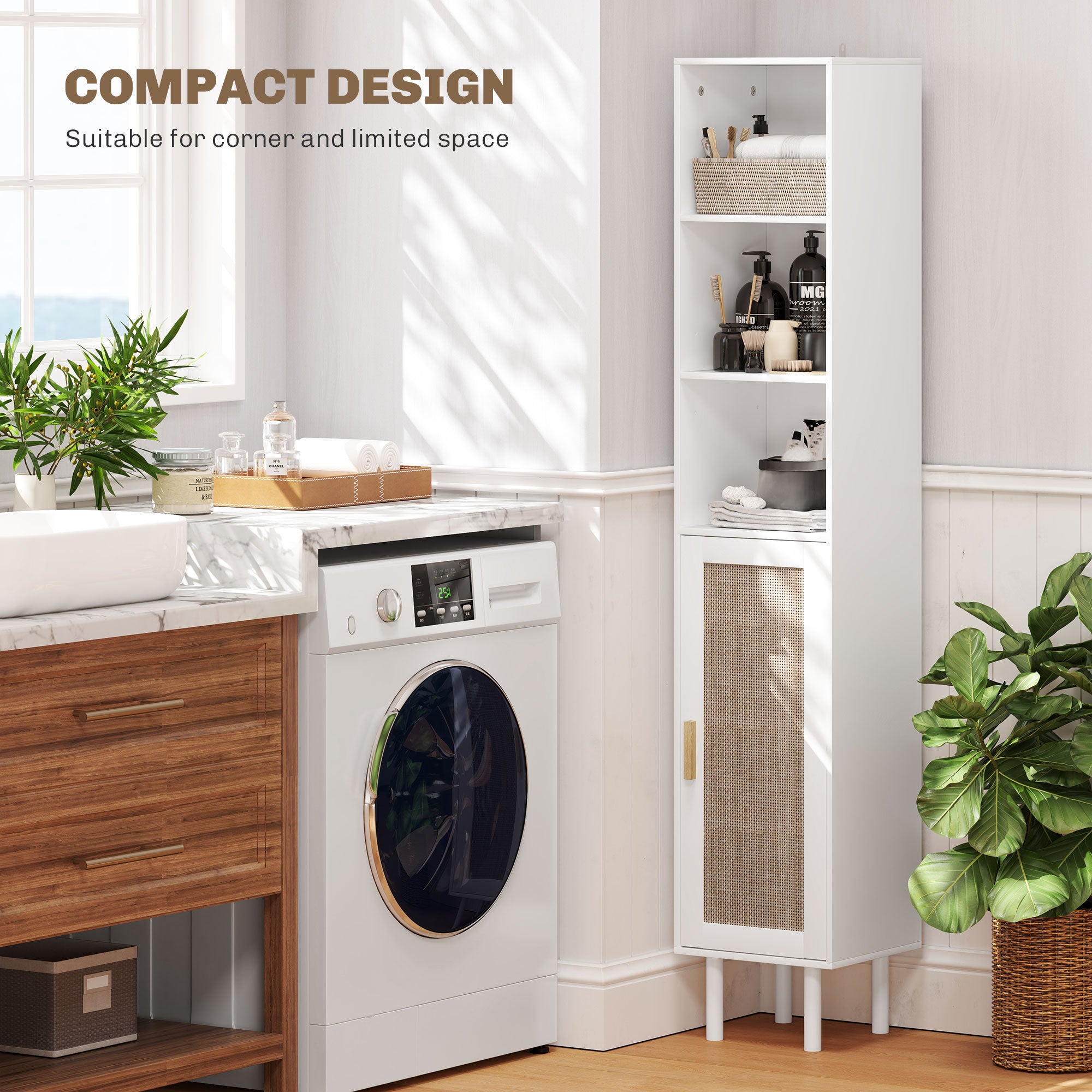 Rattan Door Bathroom Cabinet