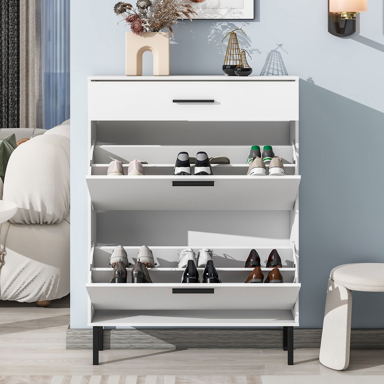 White Shoe Cabinet Organizer