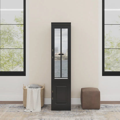 Livelylodge Slim White Storage Cabinet With Glass Door – Space-Saving Tall Organizer With Metal Handles, Perfect For Small Spaces Or Bedroom Use