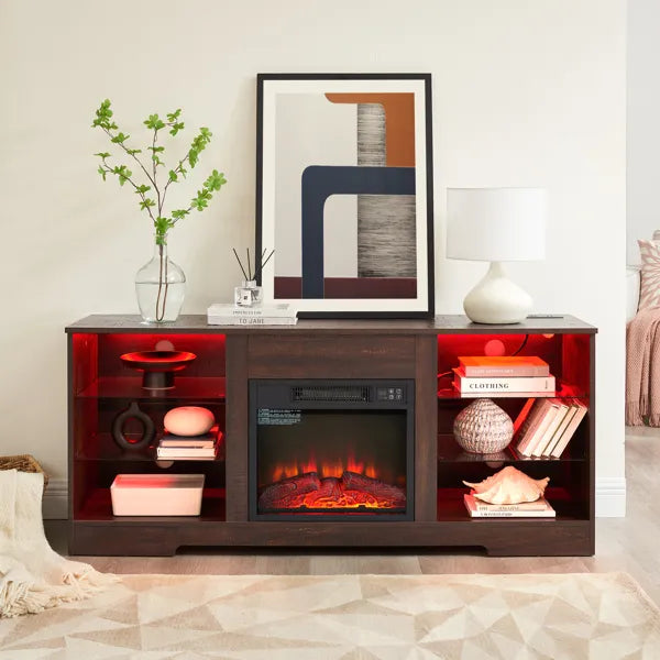 Espresso Fireplace TV Stand