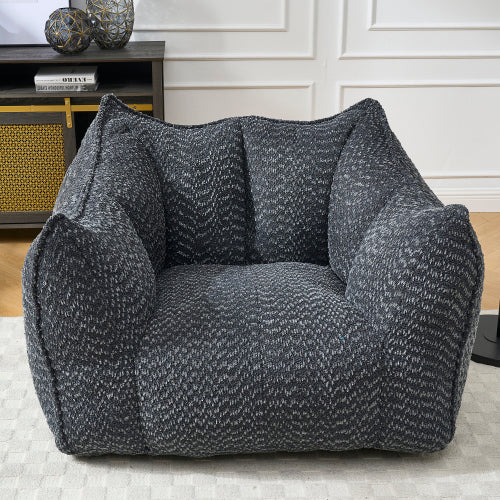 Compressed Plush Bean Bag Sofa Couch- High-Resilience Foam Filled, Ultra-Soft Boucle Lounge Chair For One Or Two People, Cozy Living Room Seating For Reading, Gaming & Relaxing, Space-Saving Vacuum