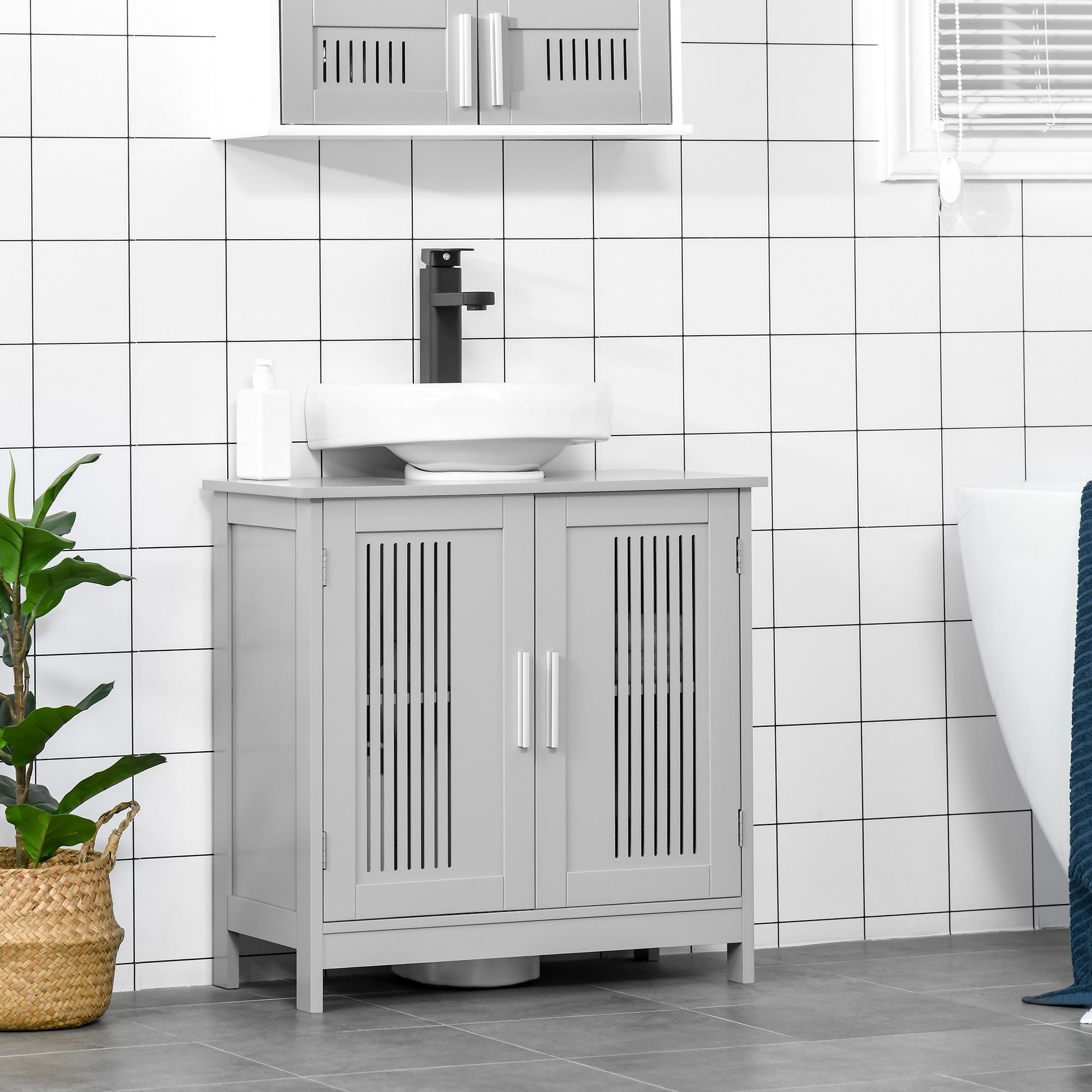 Almacenamiento de pedestal bajo el fregadero, gabinete de baño