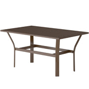 Mesa de Café Exterior con Superficie de Lamas, Mesa de Café Rectangular de Metal para Patio Todo Tiempo para Jardín, Marrón