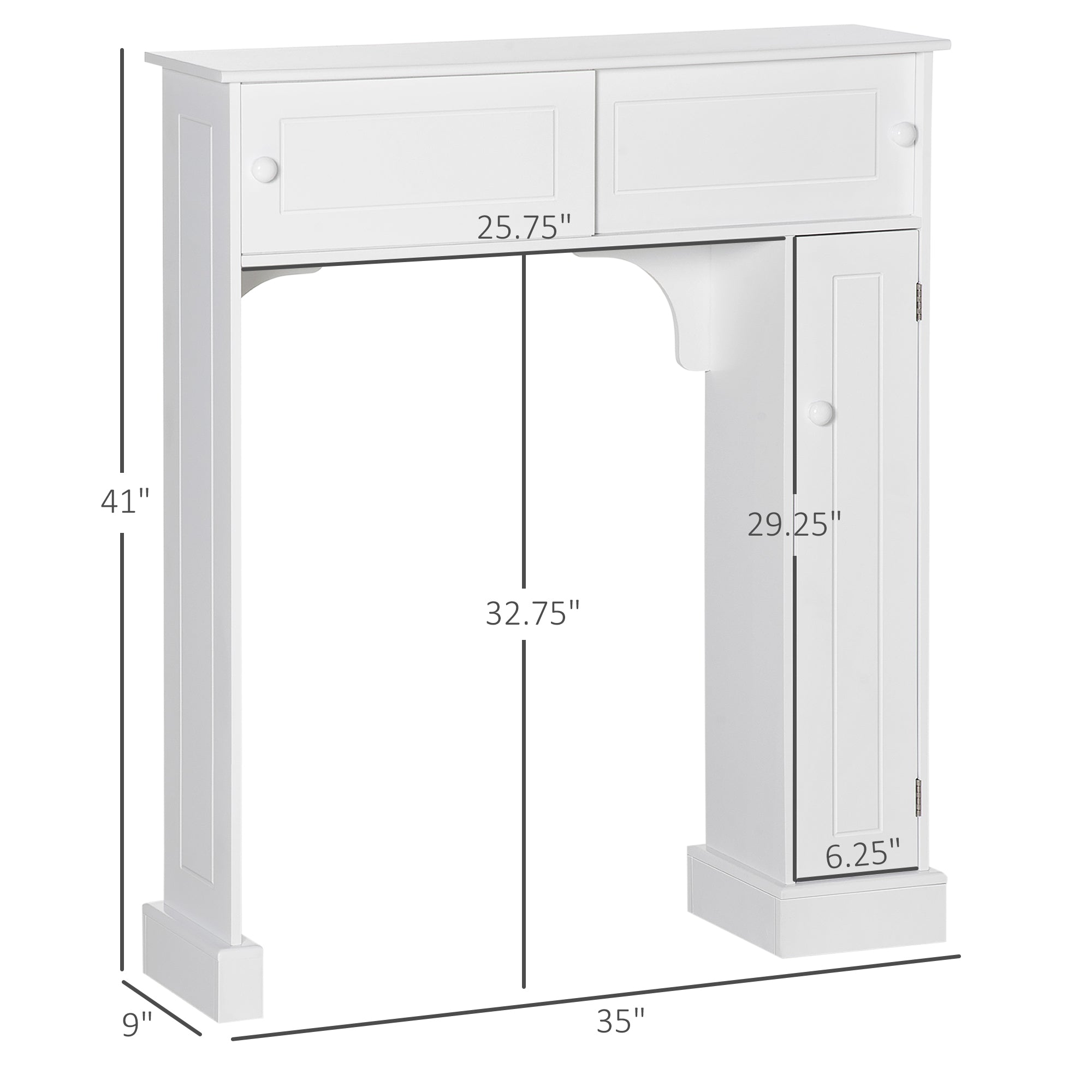 White Bathroom Storage Cabinet Over-Toilet MDF