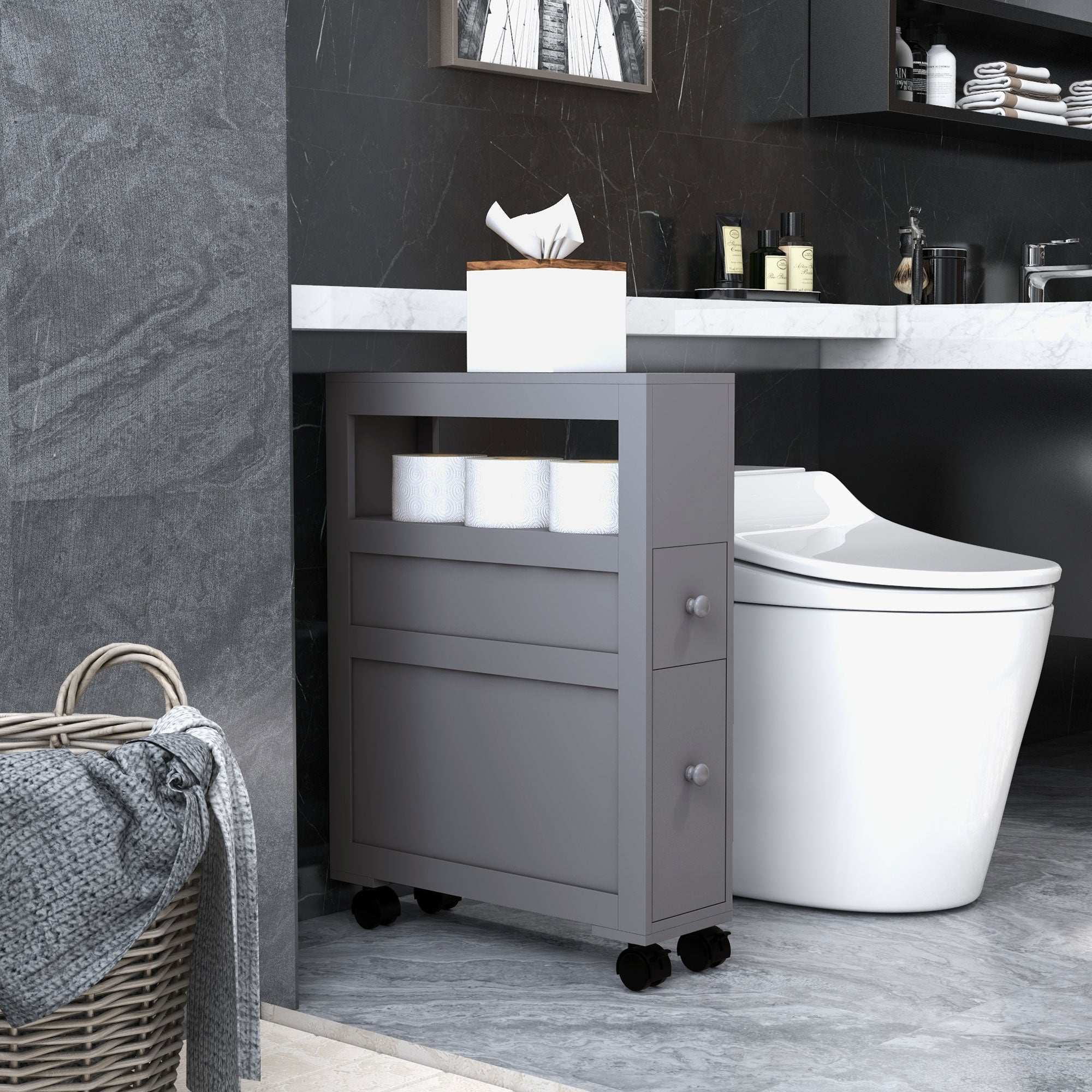 White Narrow Storage Cabinet