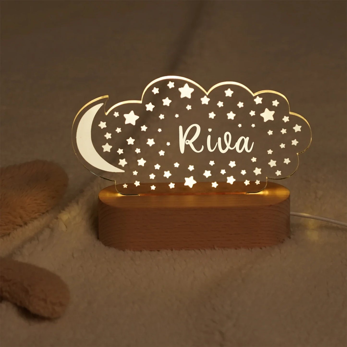 Baby Kids USB Night Light Personalized Children Name Lamp Custom Nursery Newborn Bedroom Home Decoration Birthday