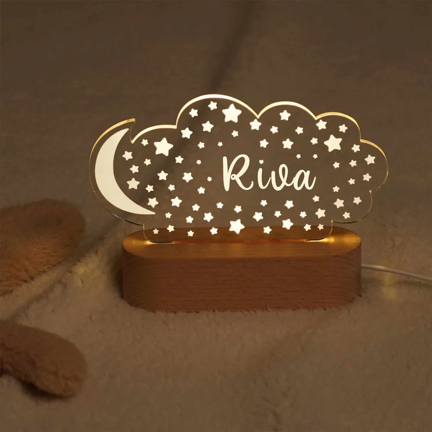 Baby Kids USB Night Light Personalized Children Name Lamp Custom Nursery Newborn Bedroom Home Decoration Birthday