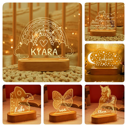 Baby Kids USB Night Light Personalized Children Name Lamp Custom Nursery Newborn Bedroom Home Decoration Birthday