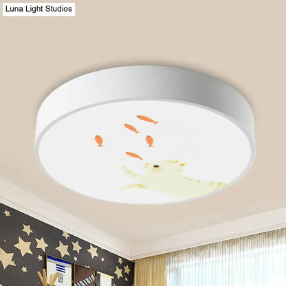 ديكوربايتس™ - مصباح سقف LED على شكل زرافة لغرفة الأطفال: دائري مدمج باللون الأبيض