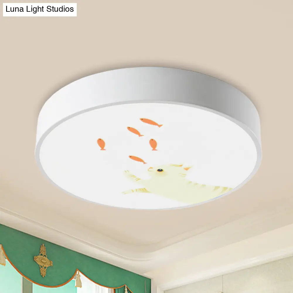 ديكوربايتس™ - مصباح سقف LED على شكل زرافة لغرفة الأطفال: دائري مدمج باللون الأبيض
