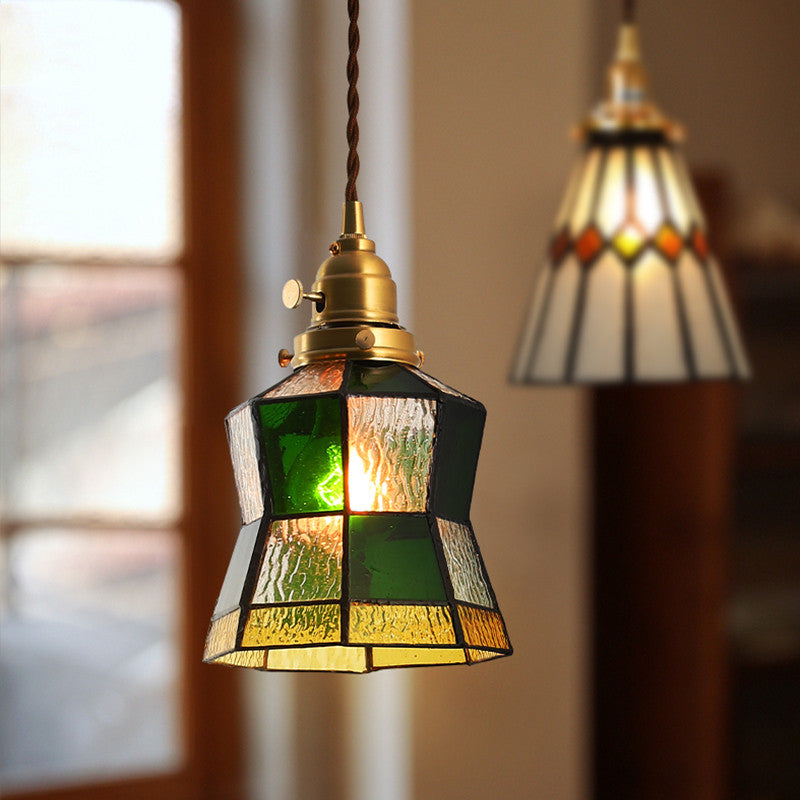 Brass Hand-Blown Glass Chandelier Light