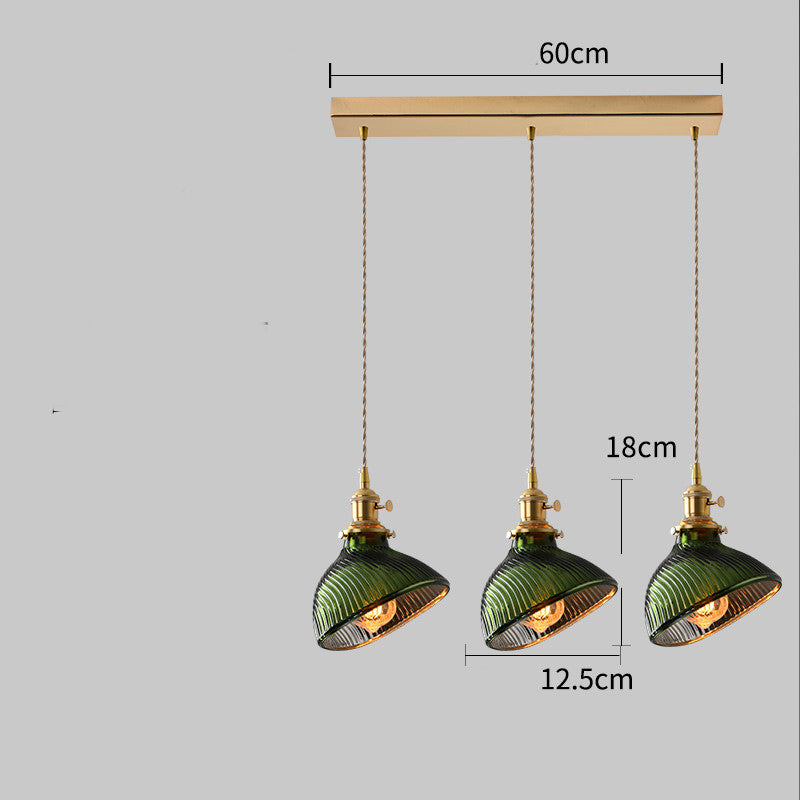 Copper Glass Chandelier Retro Style Multi-Size