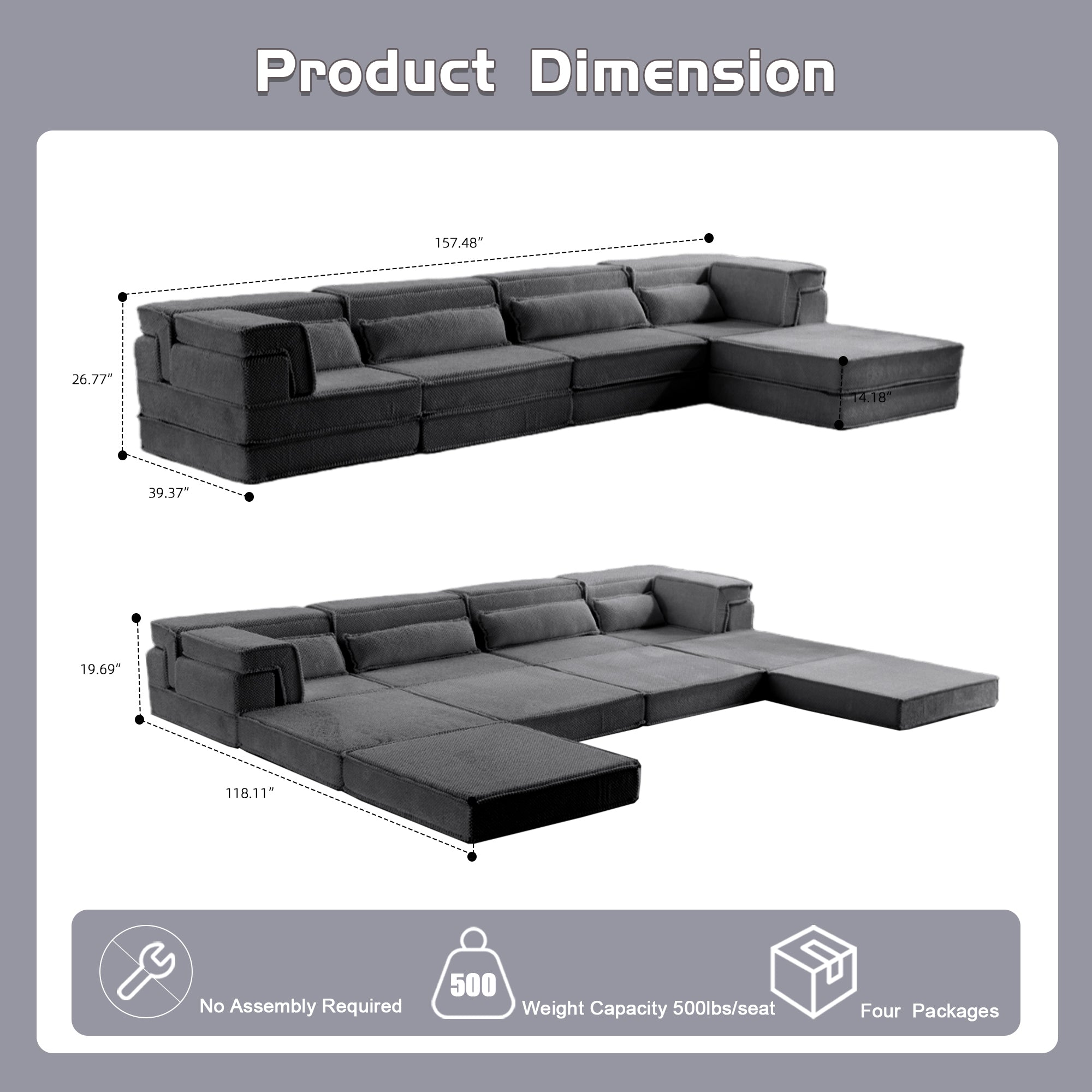 Dark Grey Sofa Ottoman