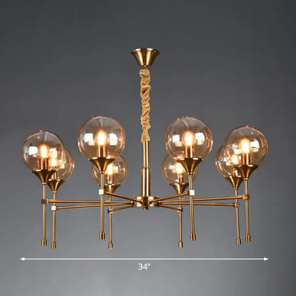 Lámpara de techo colgante de cristal con forma de bola en latón para comedor - Estilo posmoderno