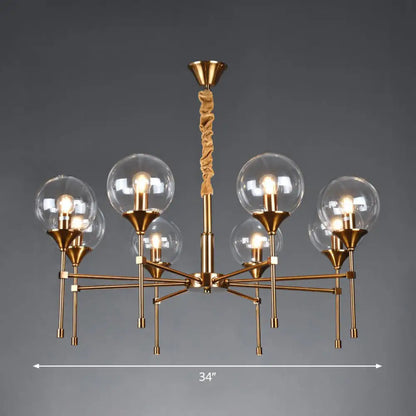 Lámpara de techo colgante de cristal con forma de bola en latón para comedor - Estilo posmoderno