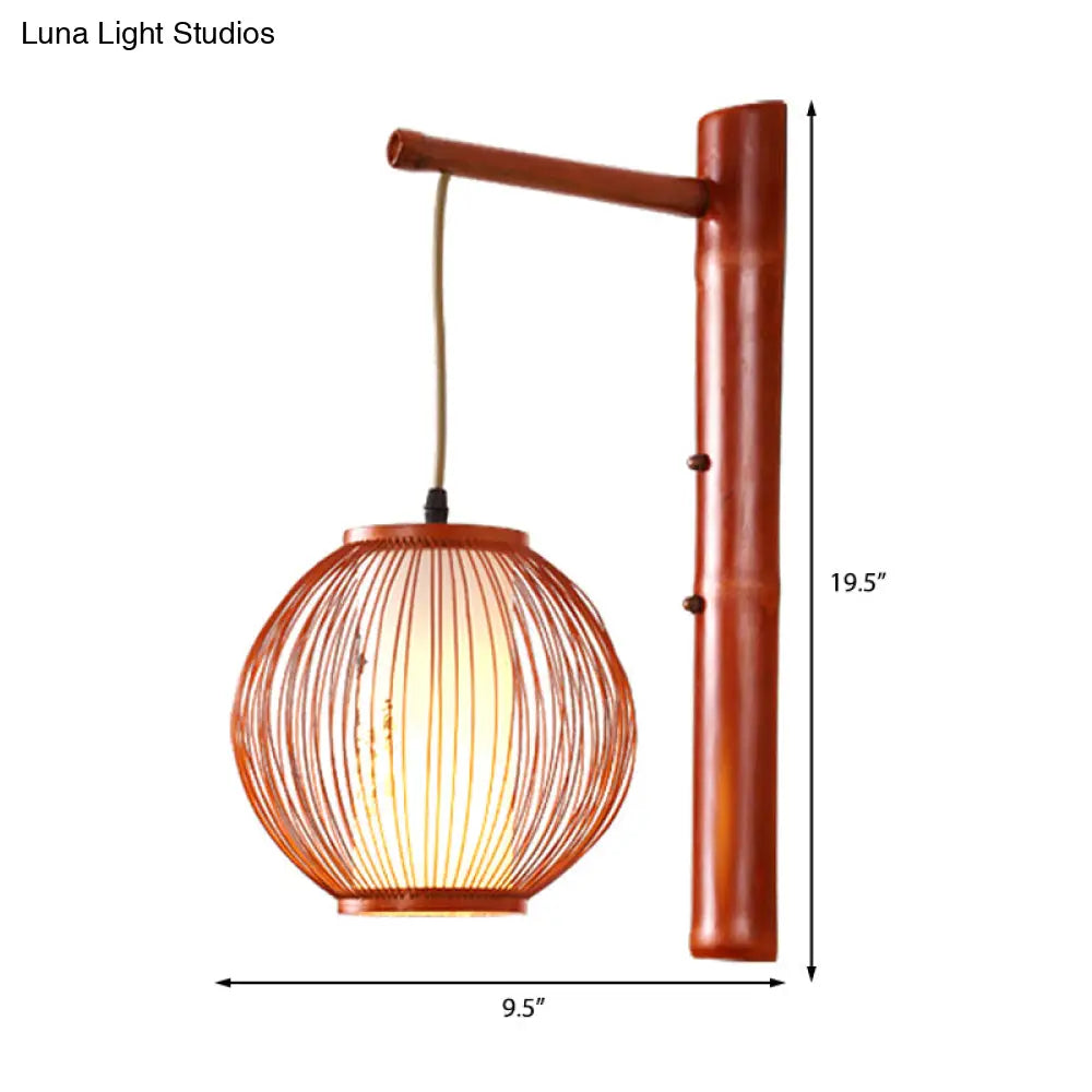 DecorBites™ DecorBites™ Bamboo 1 Bulb Bronze Wall Sconce with Inner White Cylinder Parchment Shade - Global Lighting Fixture
