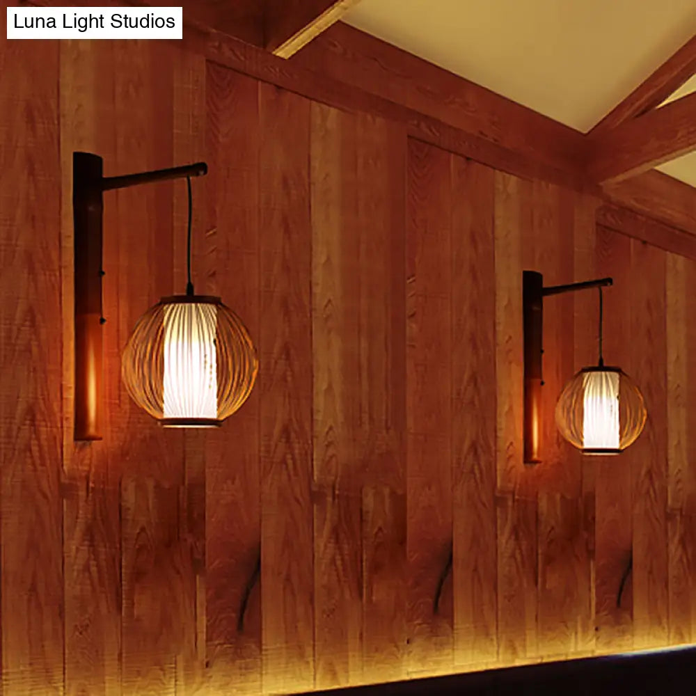 DecorBites™ DecorBites™ Bamboo 1 Bulb Bronze Wall Sconce with Inner White Cylinder Parchment Shade - Global Lighting Fixture