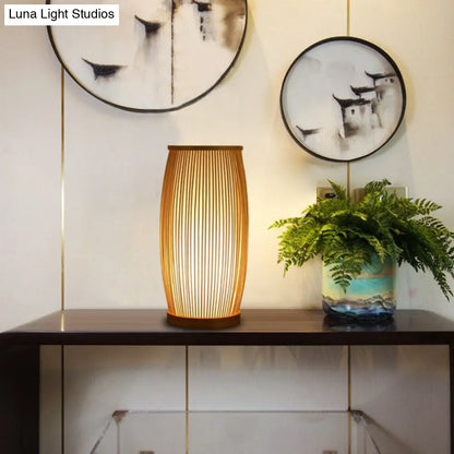Lámpara de mesa de bambú de 1 luz - Diseño elegante y minimalista - Perfecta para el salón o la mesita de noche